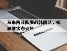 开云体育下载-马来西亚队鏖战韩国队，郑思维状态火热